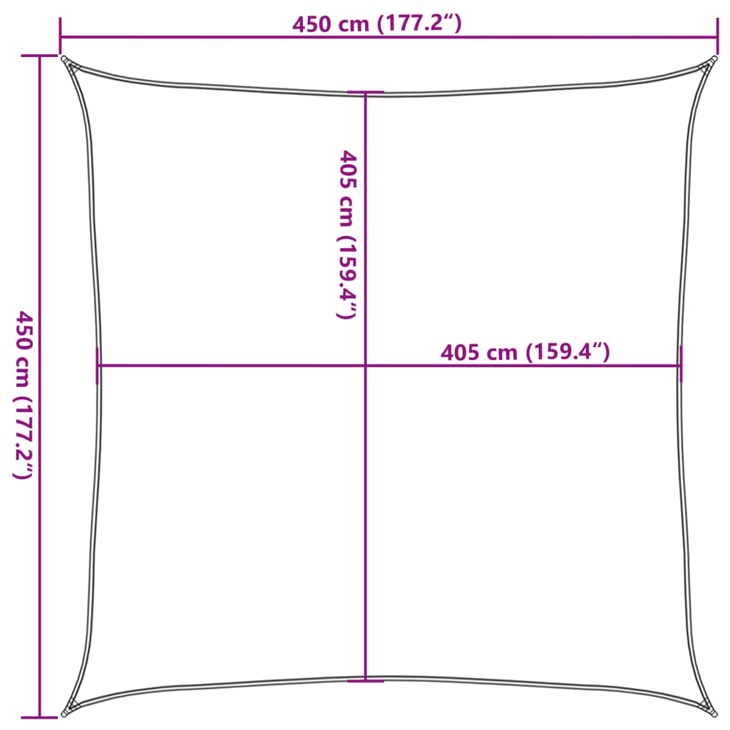 Vela Parasole 160 g/m² Bianca 4,5x4,5 m in HDPE