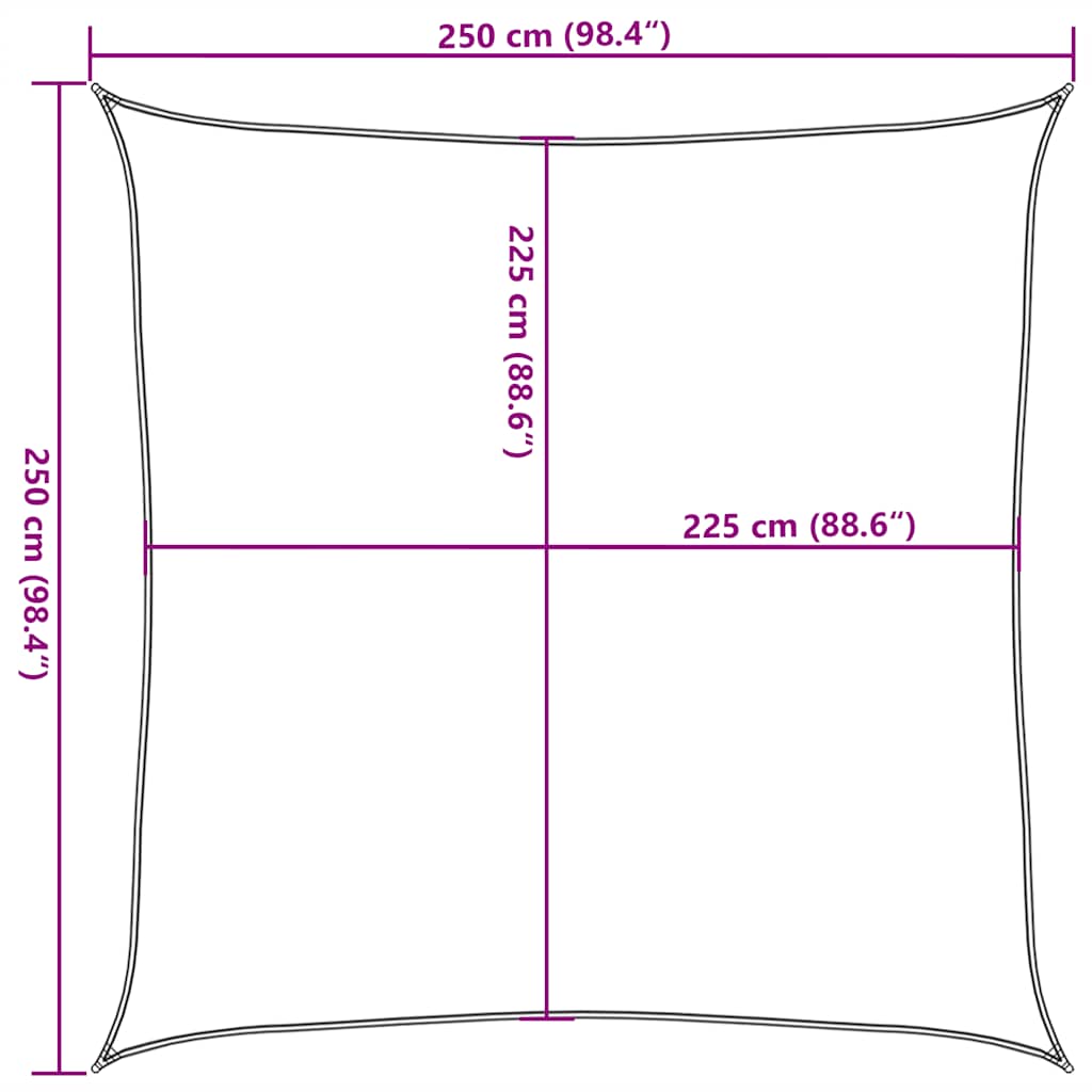 Vela Parasole 160 g/m² Verde Chiaro 2,5x2,5 m in HDPE