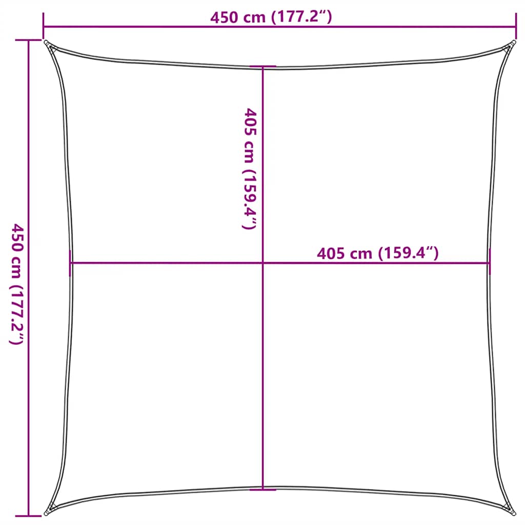 Vela Parasole 160 g/m² Tortora 4,5x4,5 m in HDPE