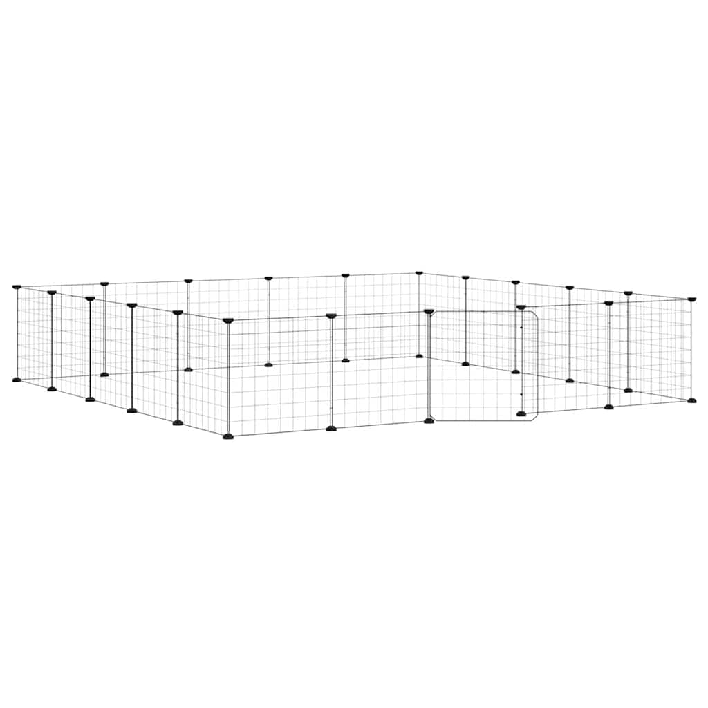 Gabbia per Animali 20 Pannelli con Porta Nera 175x175x35 cm Acciaio