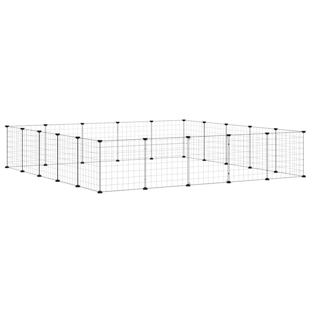 Gabbia per Animali 20 Pannelli con Porta Nera 175x175x35 cm Acciaio