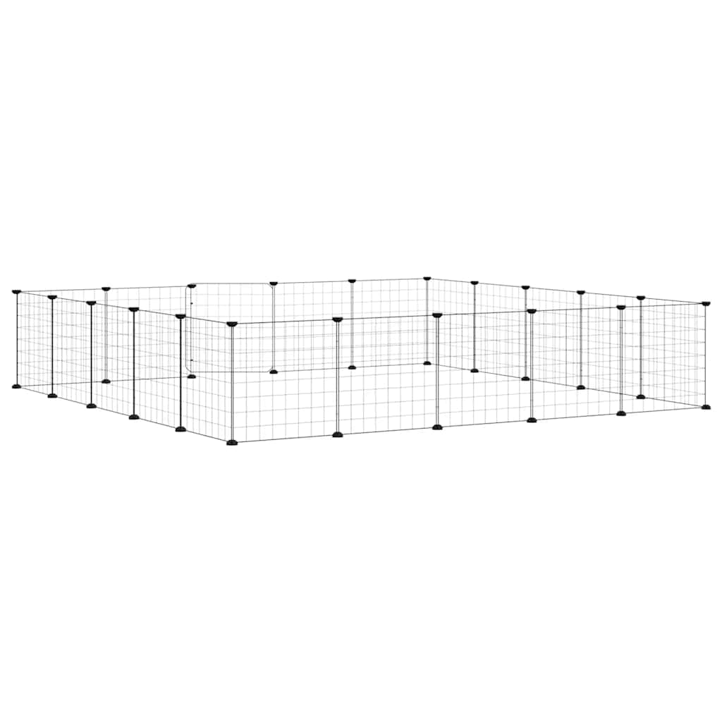 Gabbia per Animali 20 Pannelli con Porta Nera 175x175x35 cm Acciaio