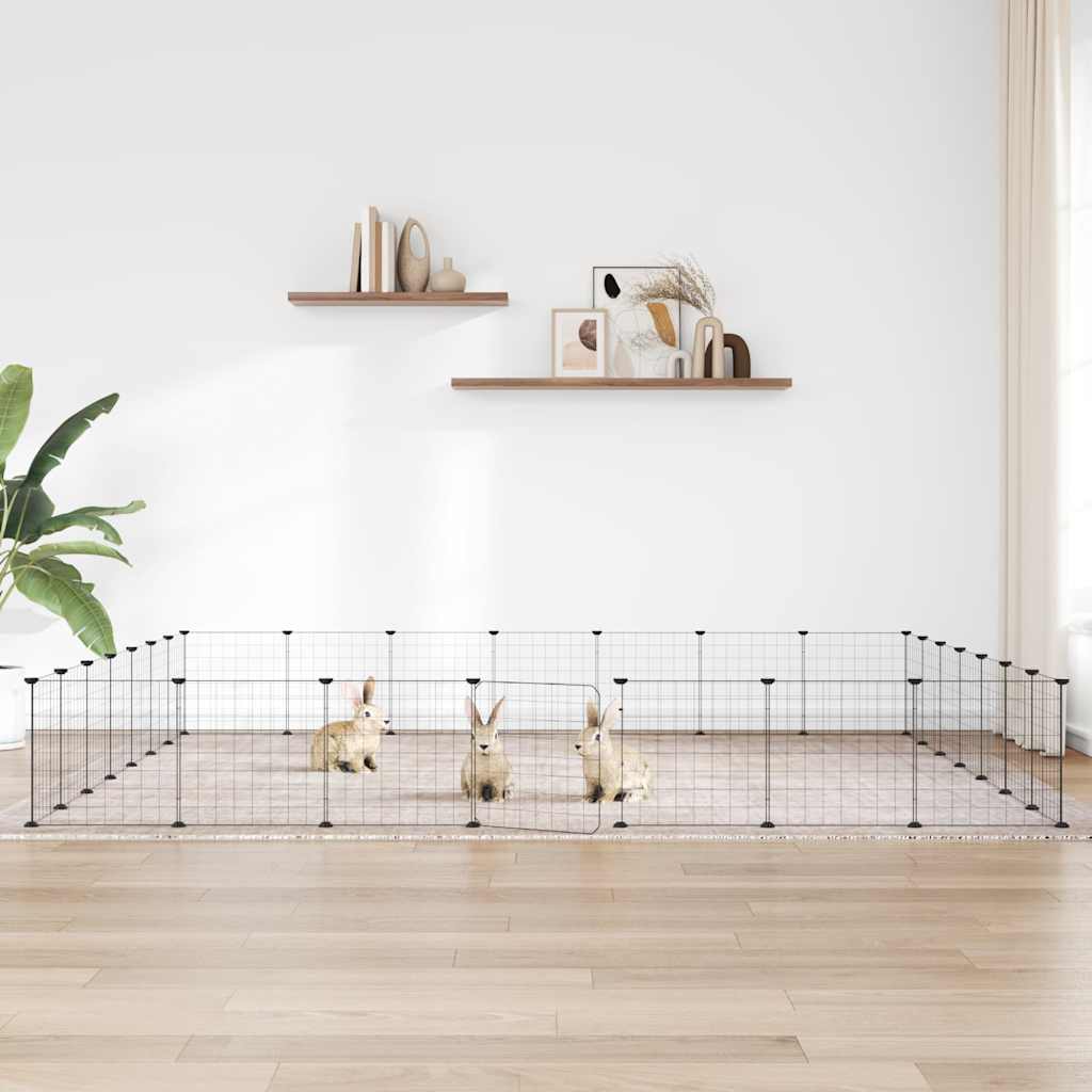 Gabbia per Animali 28 Pannelli con Porta Nero 245x245x35 cm Acciaio