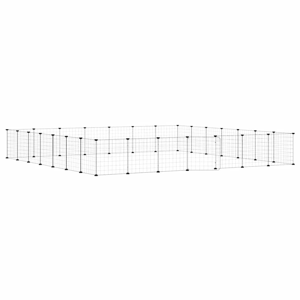 Gabbia per Animali 28 Pannelli con Porta Nero 245x245x35 cm Acciaio