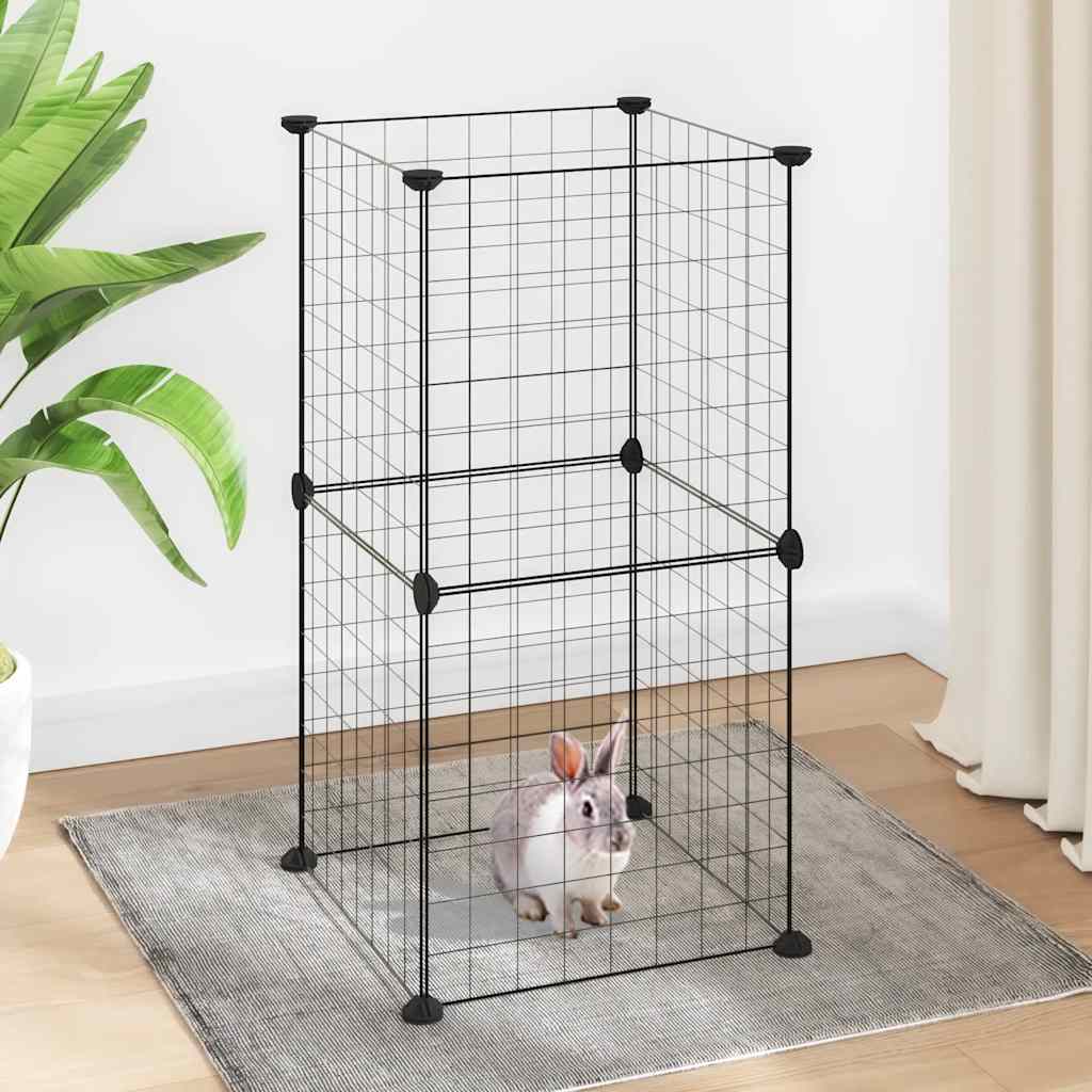 Gabbia per Animali Domestici 8 Pannelli Nero 35x35x70 cm Acciaio