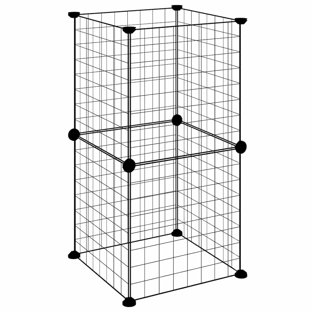 Gabbia per Animali Domestici 8 Pannelli Nero 35x35x70 cm Acciaio