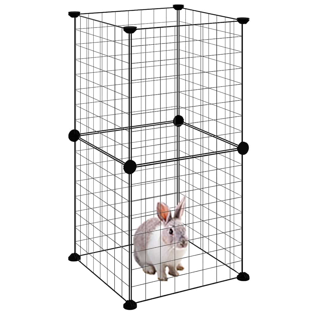 Gabbia per Animali Domestici 8 Pannelli Nero 35x35x70 cm Acciaio