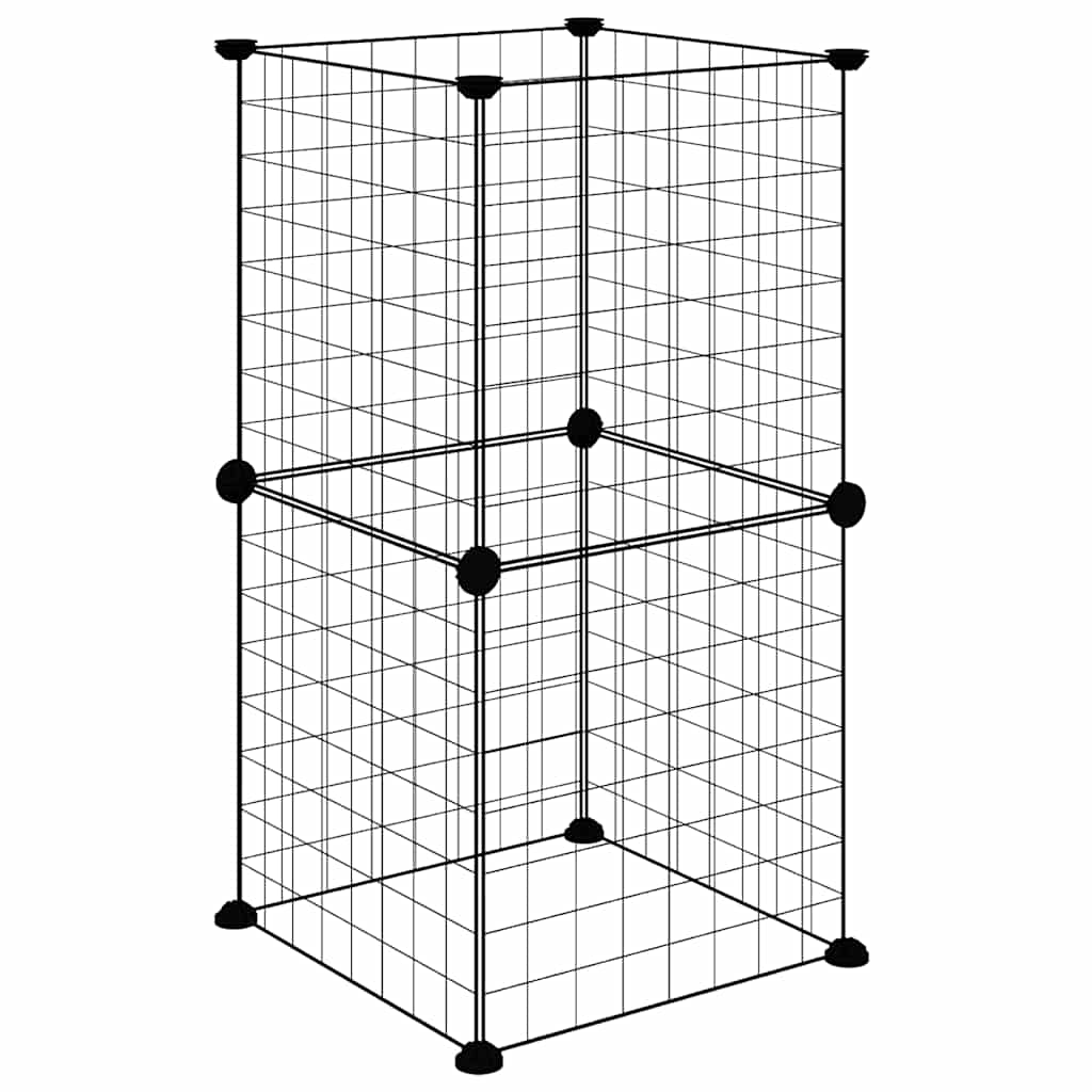 Gabbia per Animali Domestici 8 Pannelli Nero 35x35x70 cm Acciaio