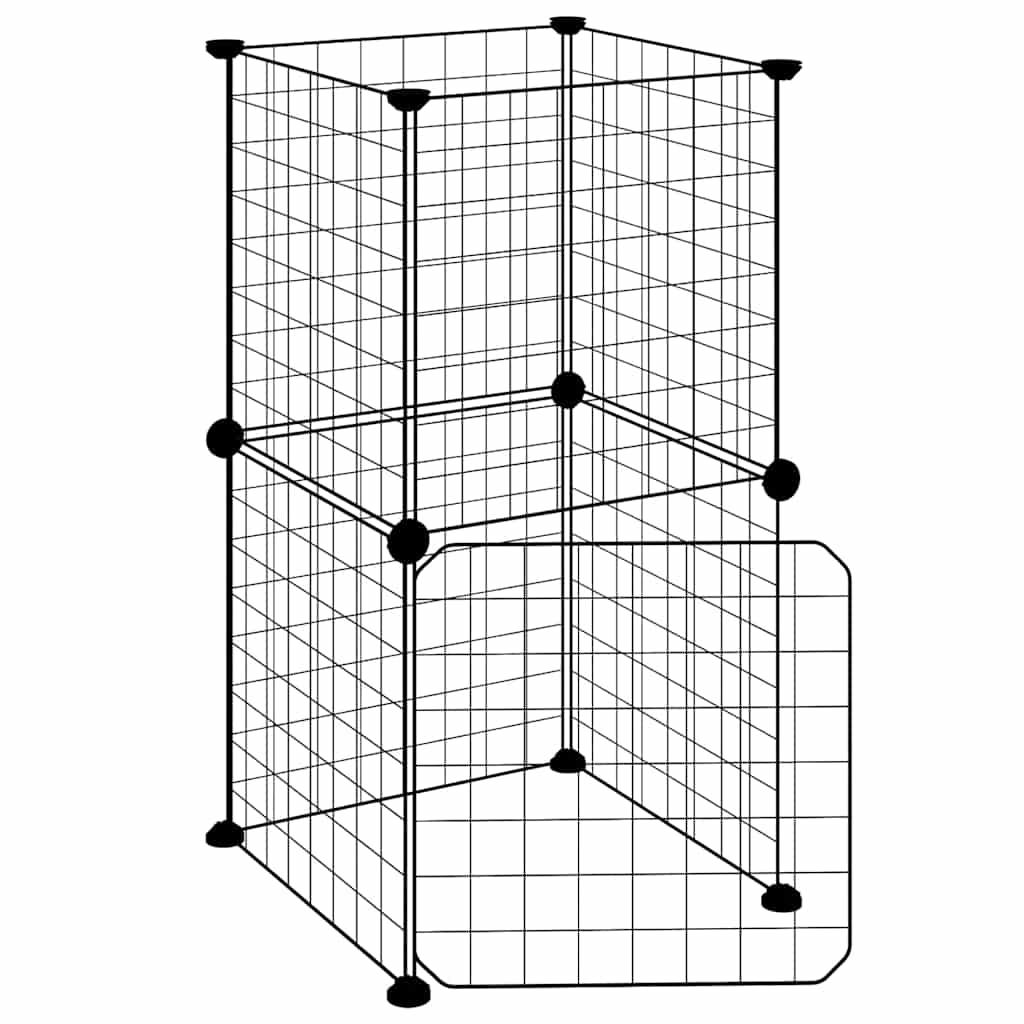Gabbia per Animali 8 Pannelli con Porta Nero 35x35x70 cm Acciaio