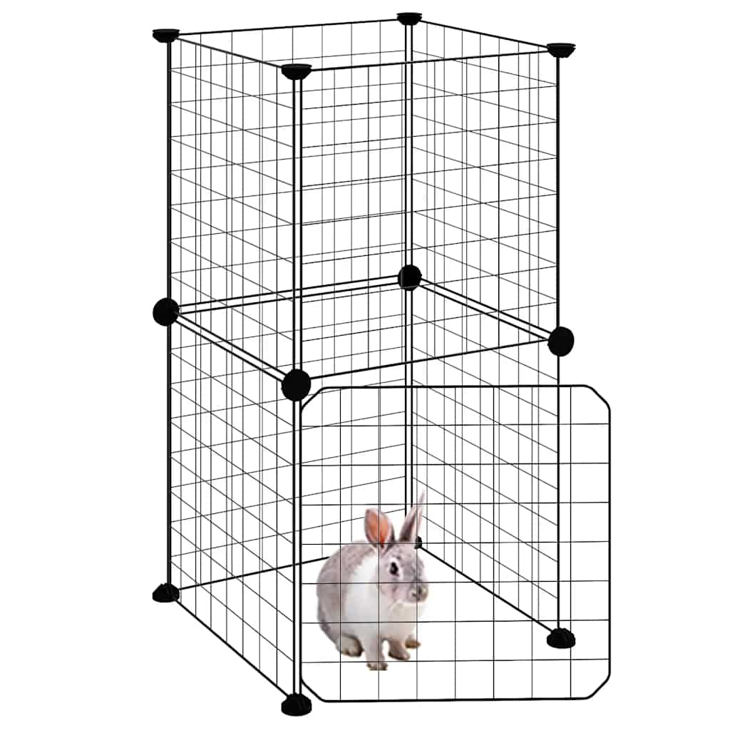 Gabbia per Animali 8 Pannelli con Porta Nero 35x35x70 cm Acciaio