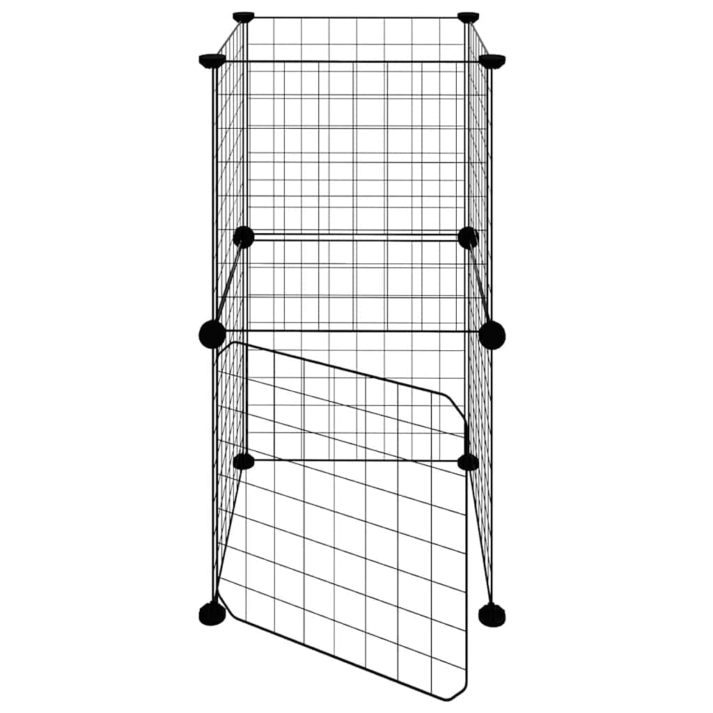 Gabbia per Animali 8 Pannelli con Porta Nero 35x35x70 cm Acciaio