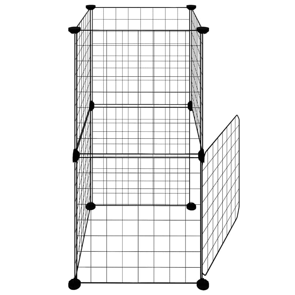 Gabbia per Animali 8 Pannelli con Porta Nero 35x35x70 cm Acciaio