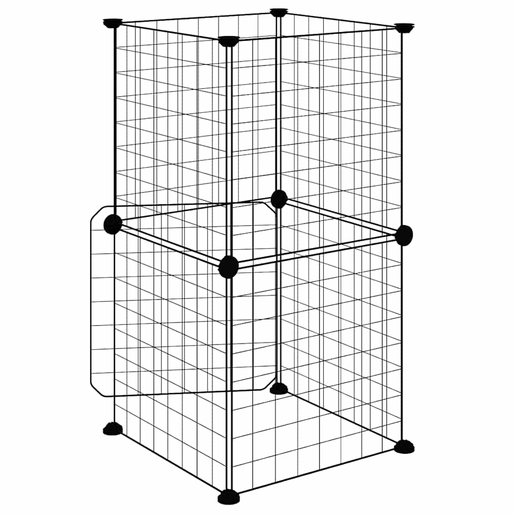 Gabbia per Animali 8 Pannelli con Porta Nero 35x35x70 cm Acciaio