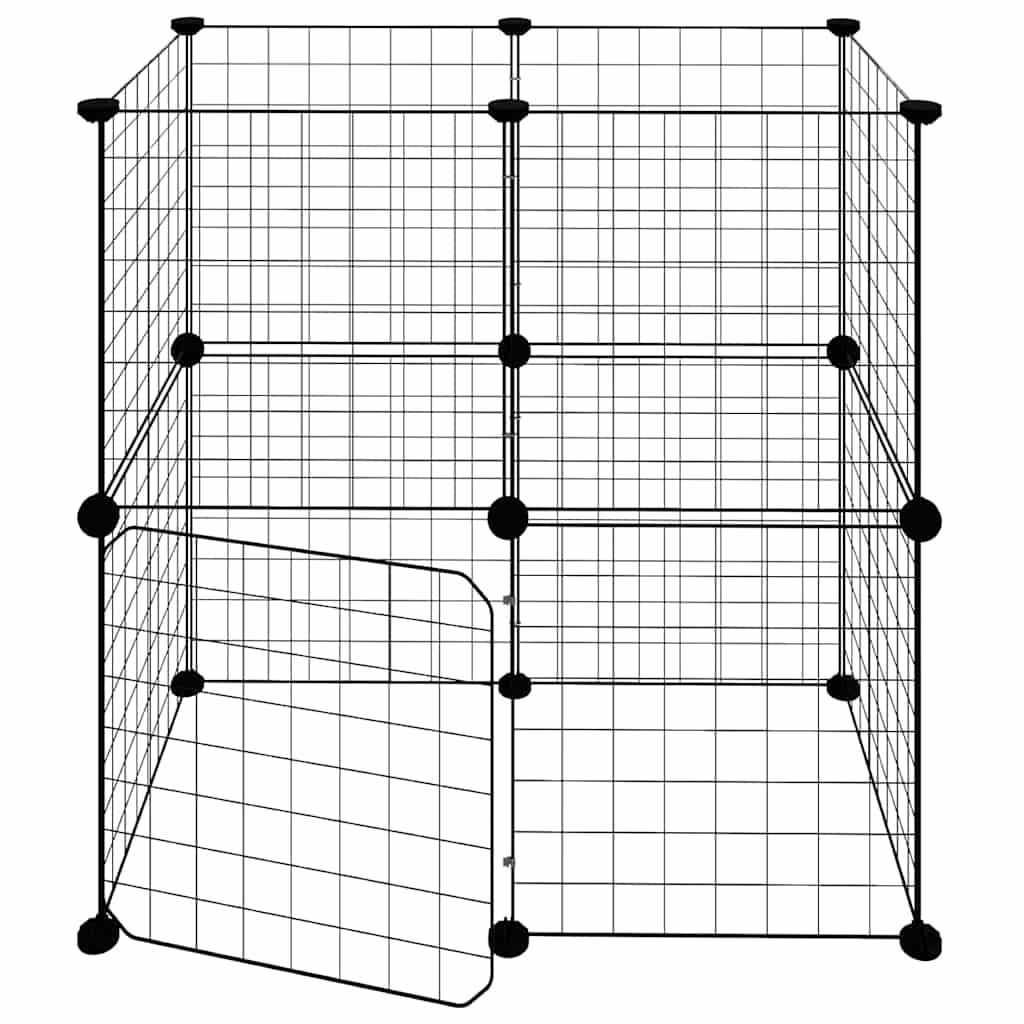 Gabbia per Animali 12 Pannelli con Porta Nero 70x35x70 cm Acciaio