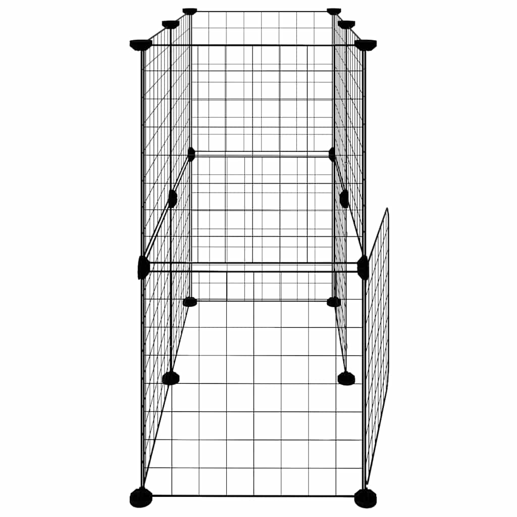 Gabbia per Animali 12 Pannelli con Porta Nero 70x35x70 cm Acciaio