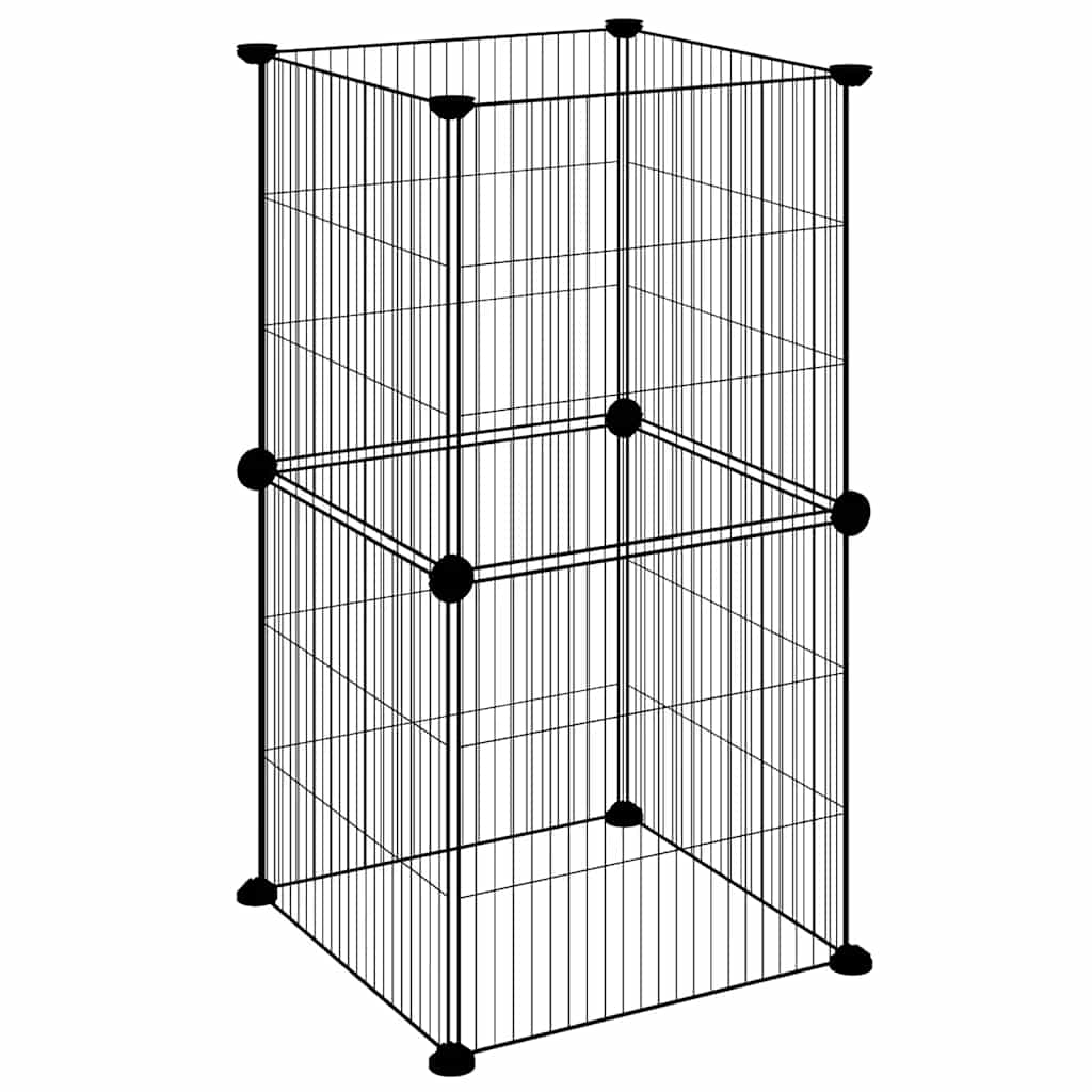 Gabbia per Animali Domestici 8 Pannelli Nero 35x35x70 cm Acciaio