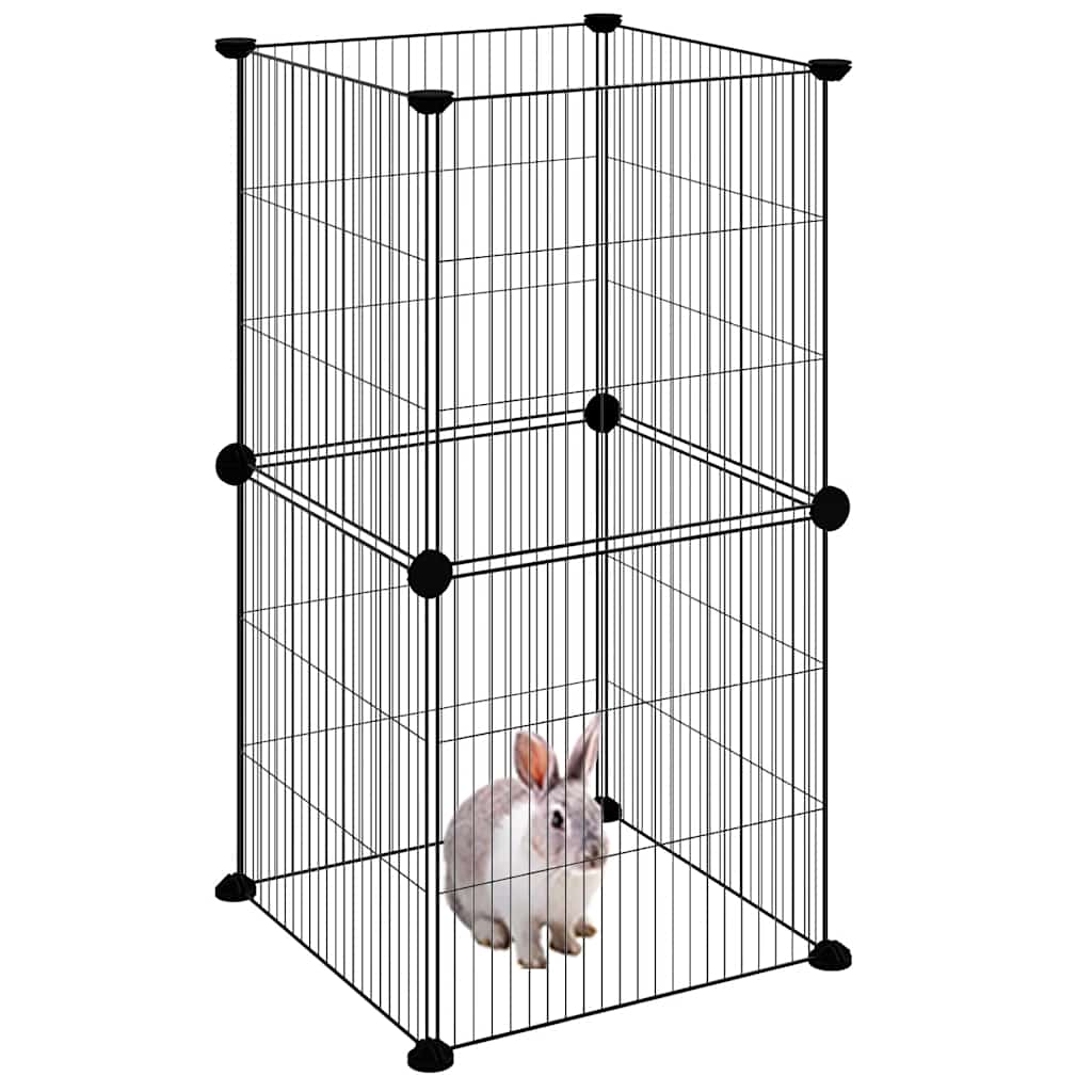 Gabbia per Animali Domestici 8 Pannelli Nero 35x35x70 cm Acciaio