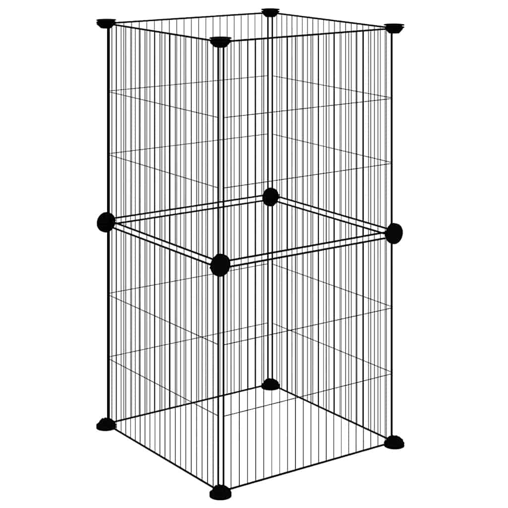 Gabbia per Animali Domestici 8 Pannelli Nero 35x35x70 cm Acciaio