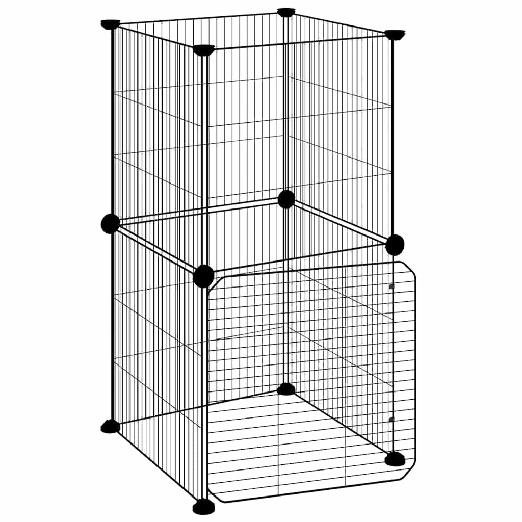 Gabbia per Animali 8 Pannelli con Porta Nero 35x35x70 cm Acciaio