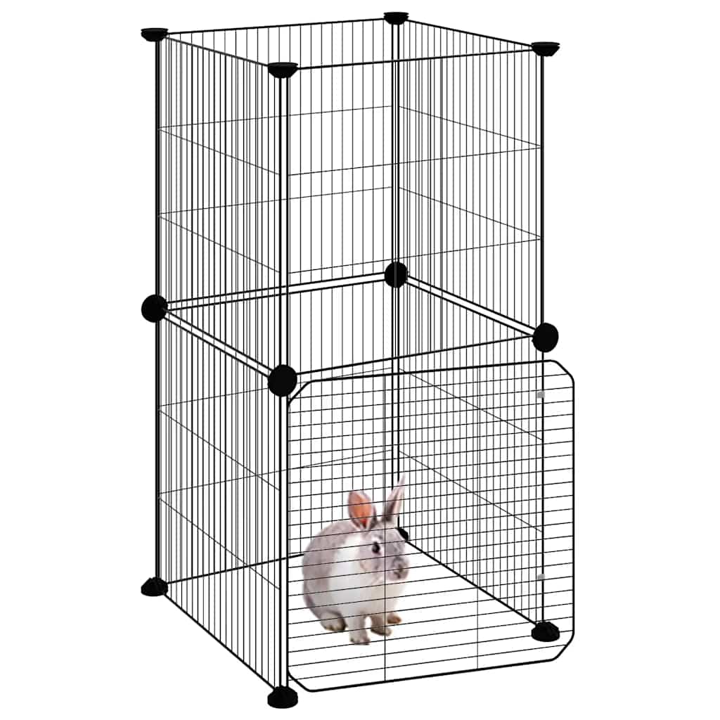 Gabbia per Animali 8 Pannelli con Porta Nero 35x35x70 cm Acciaio