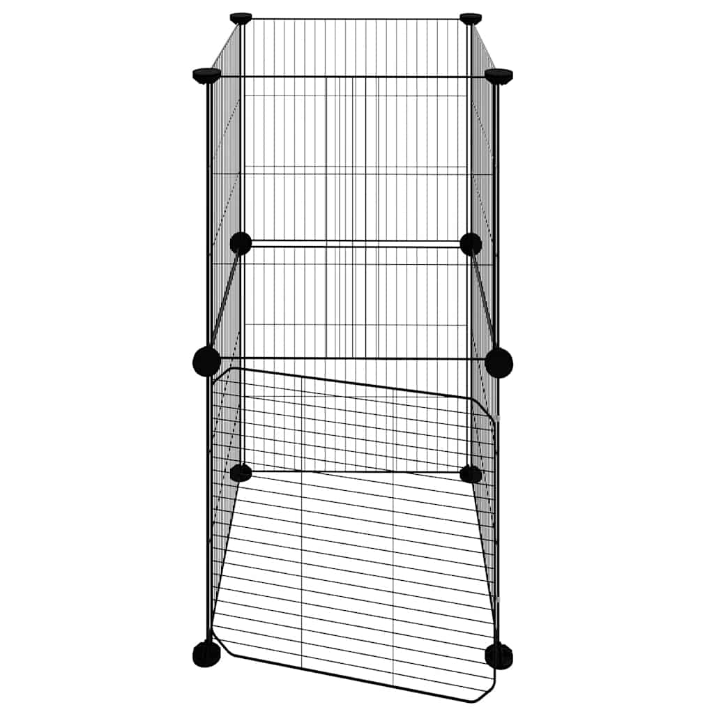 Gabbia per Animali 8 Pannelli con Porta Nero 35x35x70 cm Acciaio