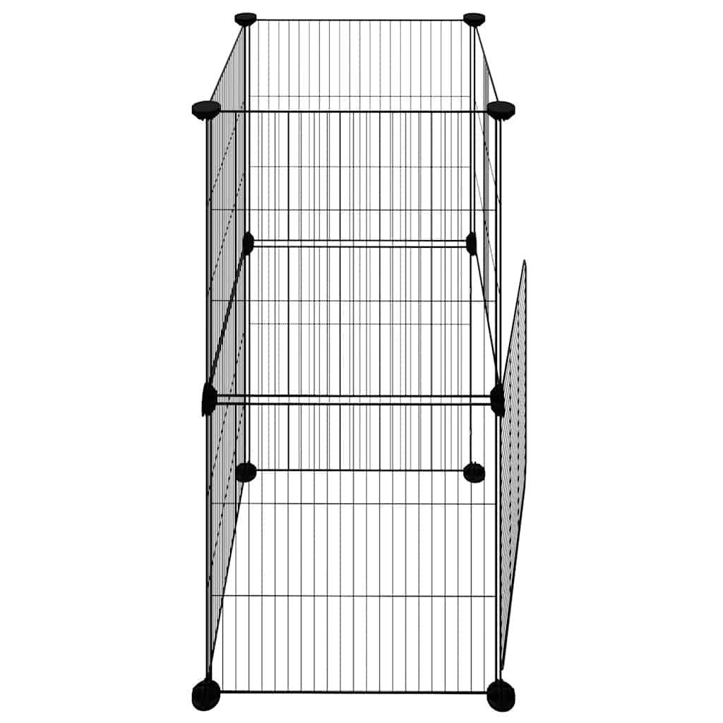 Gabbia per Animali 8 Pannelli con Porta Nero 35x35x70 cm Acciaio