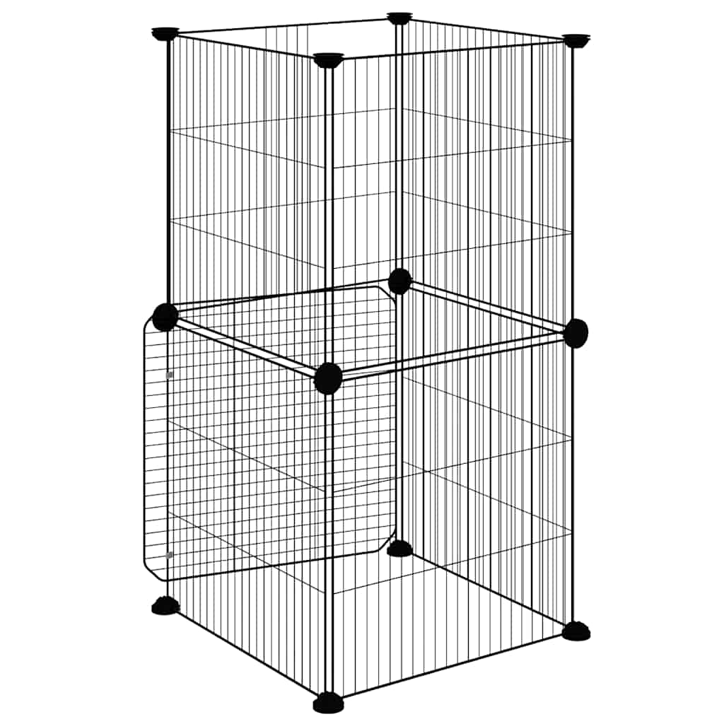 Gabbia per Animali 8 Pannelli con Porta Nero 35x35x70 cm Acciaio