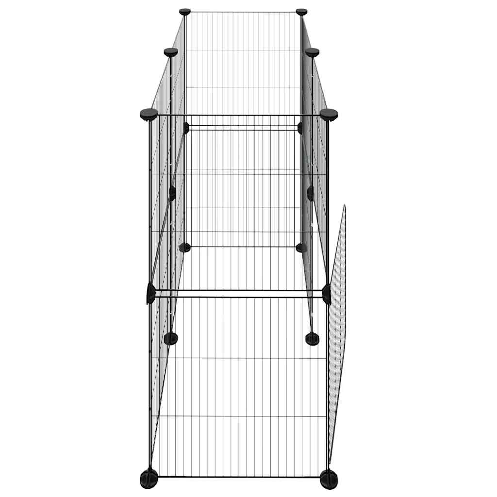 Gabbia per Animali 12 Pannelli con Porta Nero 70x35x70 cm Acciaio