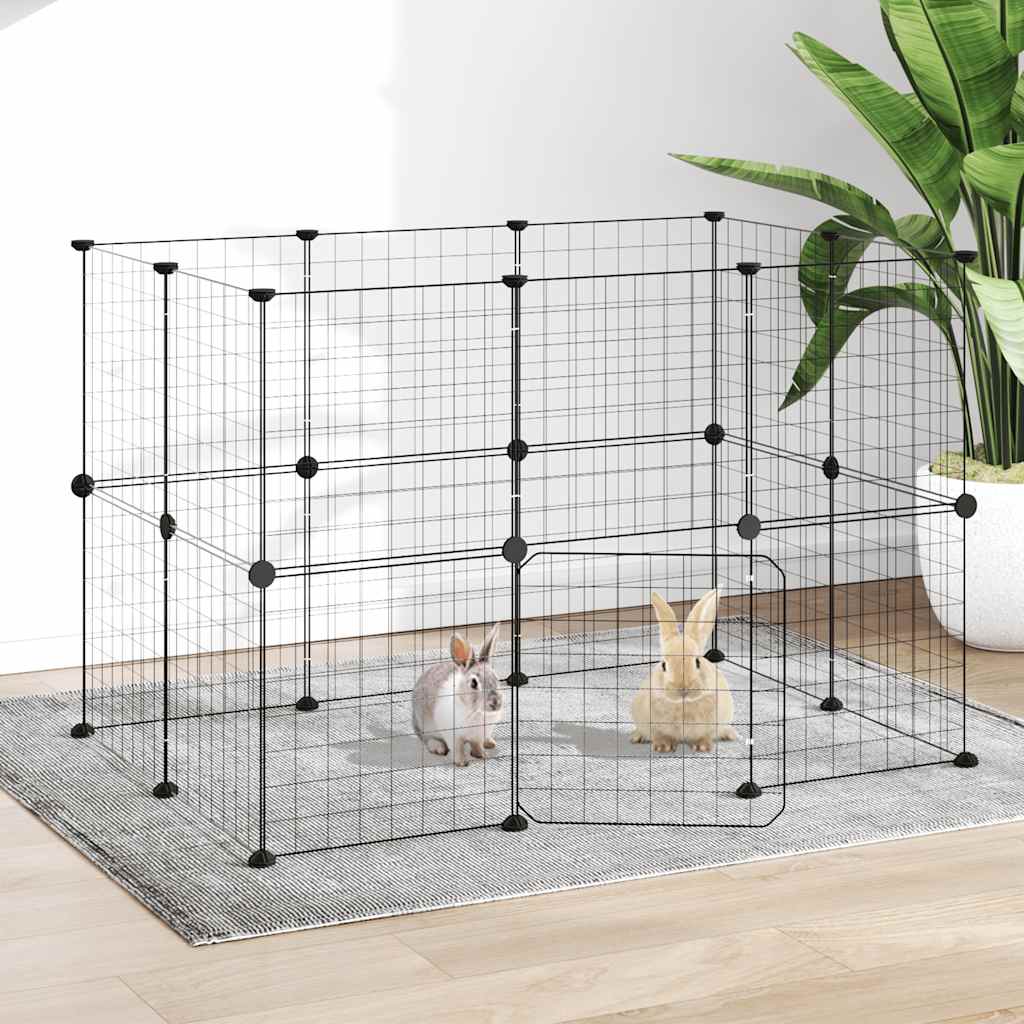 Gabbia per Animali 20 Pannelli con Porta Nera 105x70x70 cm Acciaio