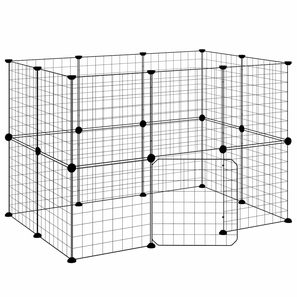 Gabbia per Animali 20 Pannelli con Porta Nera 105x70x70 cm Acciaio