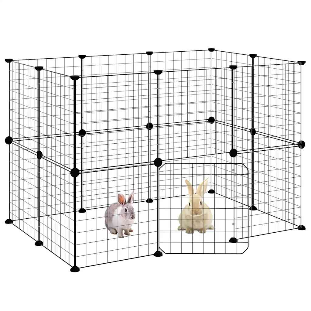 Gabbia per Animali 20 Pannelli con Porta Nera 105x70x70 cm Acciaio