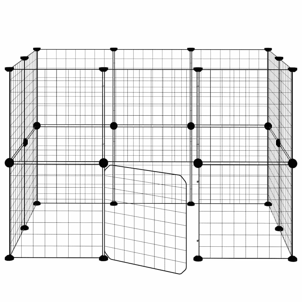 Gabbia per Animali 20 Pannelli con Porta Nera 105x70x70 cm Acciaio