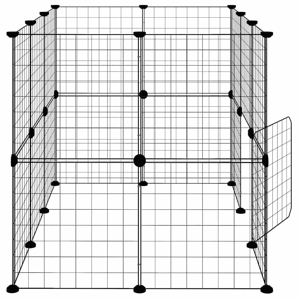 Gabbia per Animali 20 Pannelli con Porta Nera 105x70x70 cm Acciaio