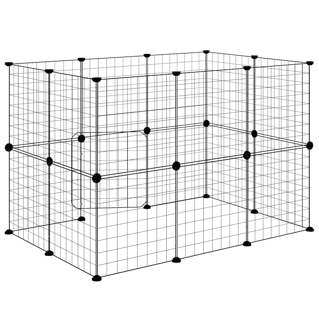 Gabbia per Animali 20 Pannelli con Porta Nera 105x70x70 cm Acciaio