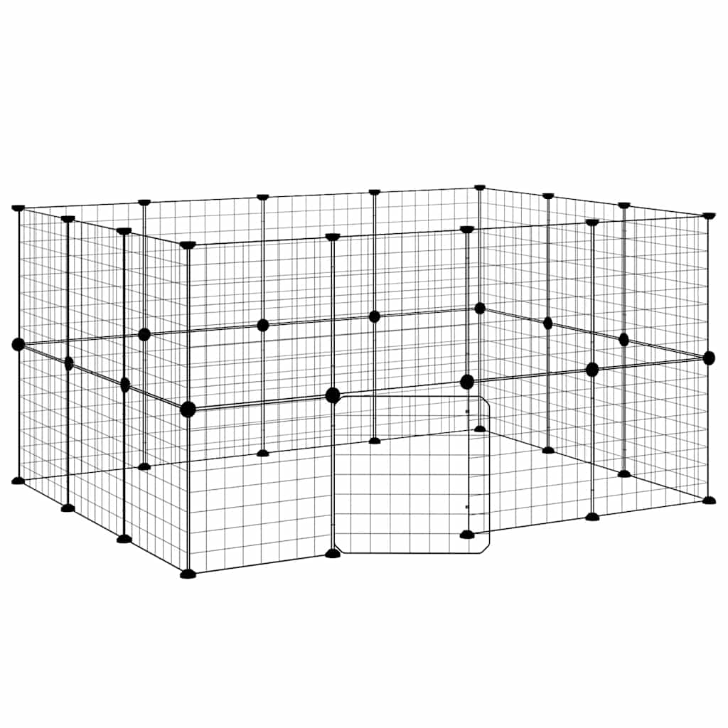 Gabbia per Animali 28 Pannelli con Porta Nero 140x105x70 cm Acciaio