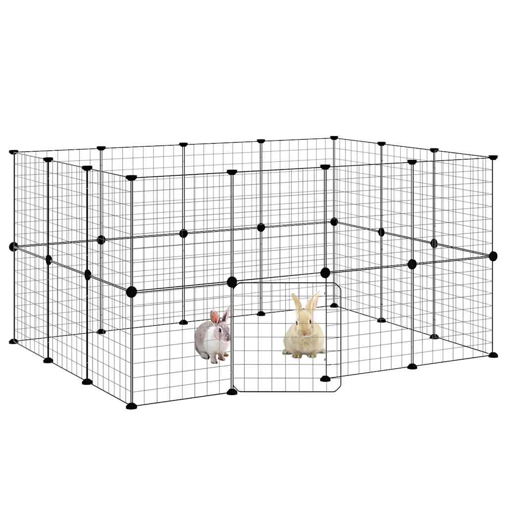 Gabbia per Animali 28 Pannelli con Porta Nero 140x105x70 cm Acciaio