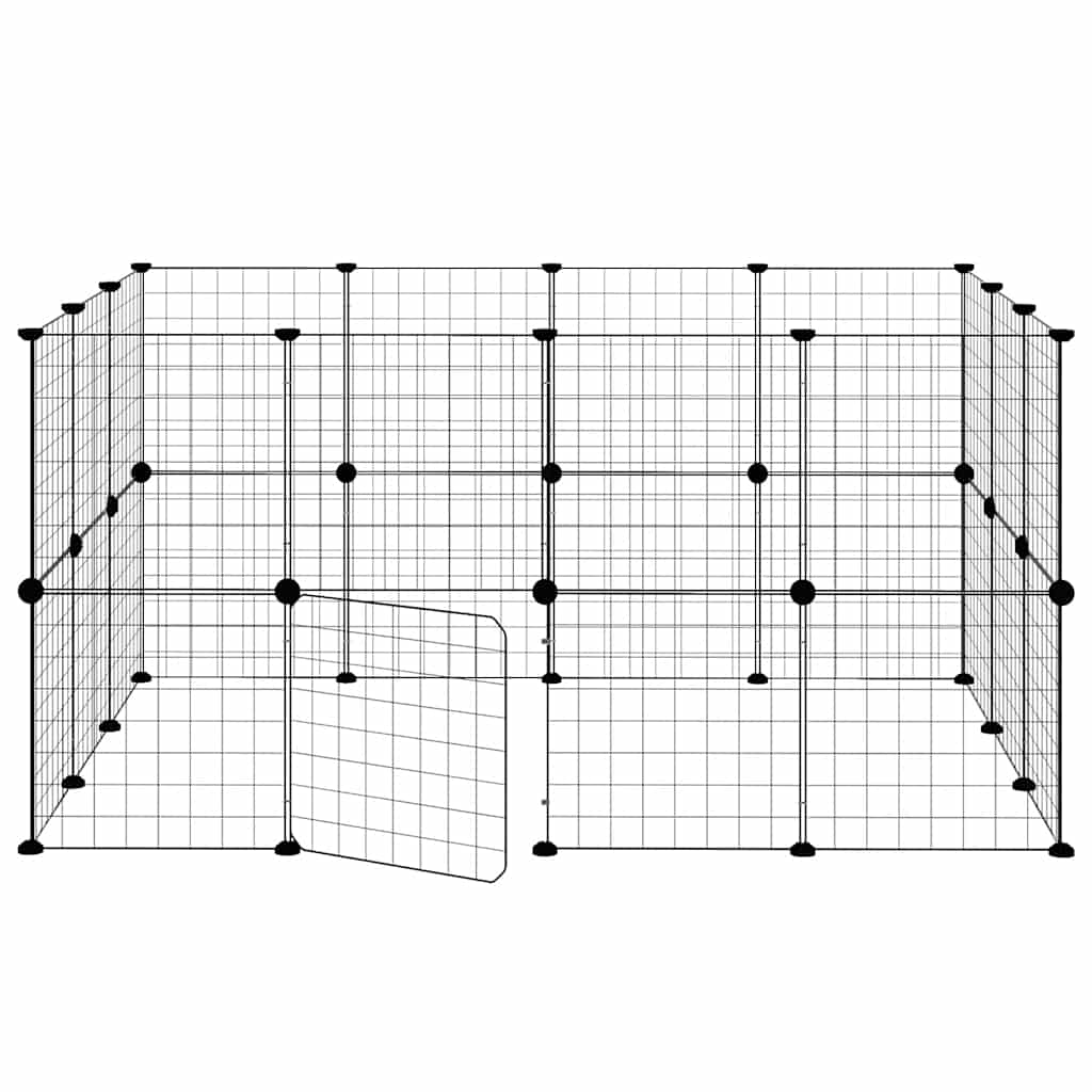 Gabbia per Animali 28 Pannelli con Porta Nero 140x105x70 cm Acciaio