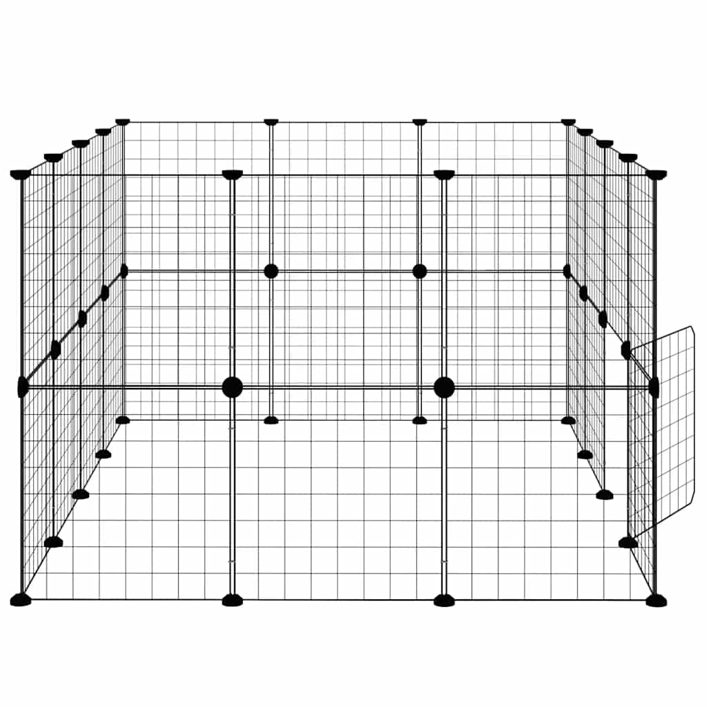Gabbia per Animali 28 Pannelli con Porta Nero 140x105x70 cm Acciaio