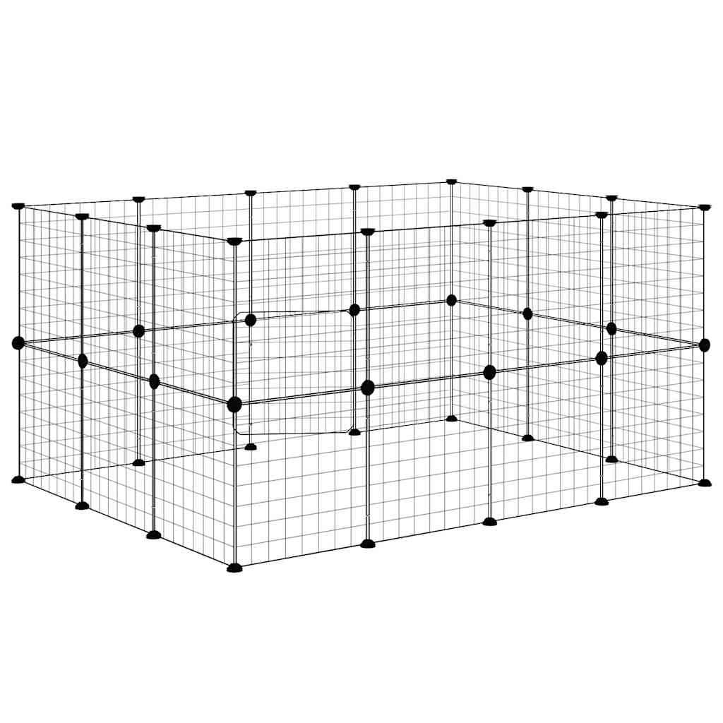 Gabbia per Animali 28 Pannelli con Porta Nero 140x105x70 cm Acciaio