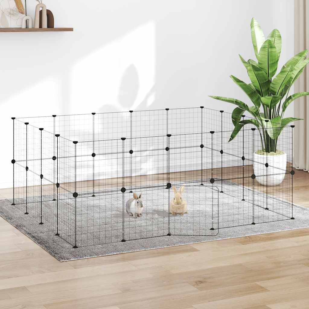 Gabbia per Animali 36 Pannelli con Porta Nera 175x140x70 cm Acciaio