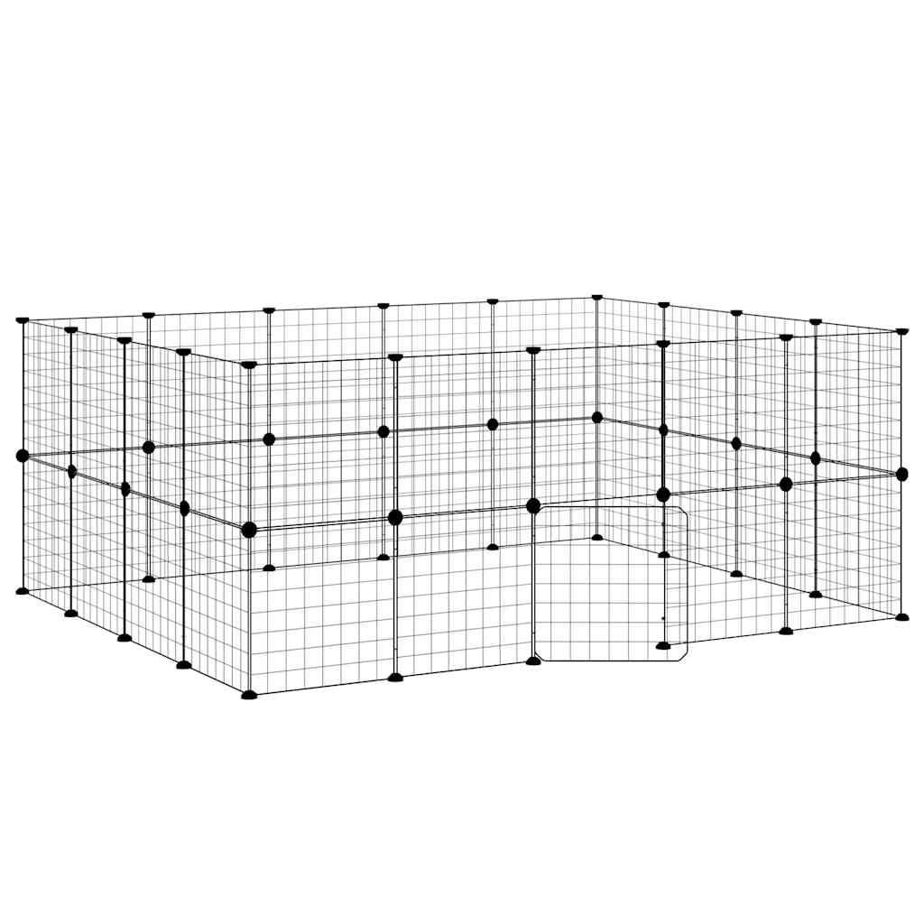 Gabbia per Animali 36 Pannelli con Porta Nera 175x140x70 cm Acciaio