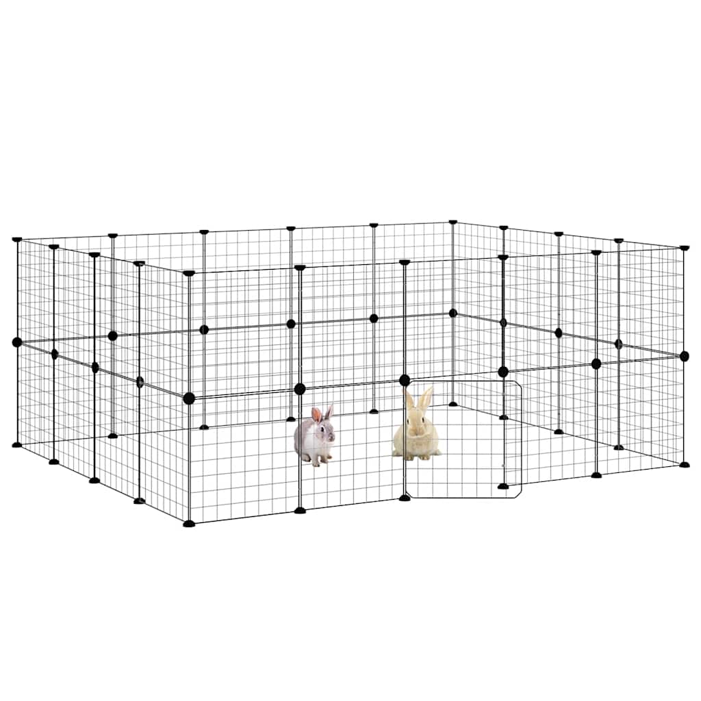 Gabbia per Animali 36 Pannelli con Porta Nera 175x140x70 cm Acciaio