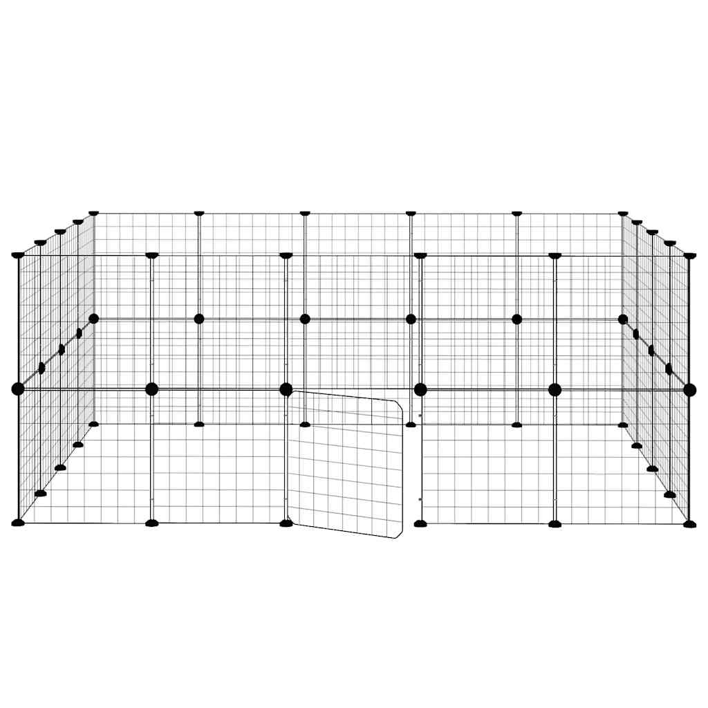 Gabbia per Animali 36 Pannelli con Porta Nera 175x140x70 cm Acciaio