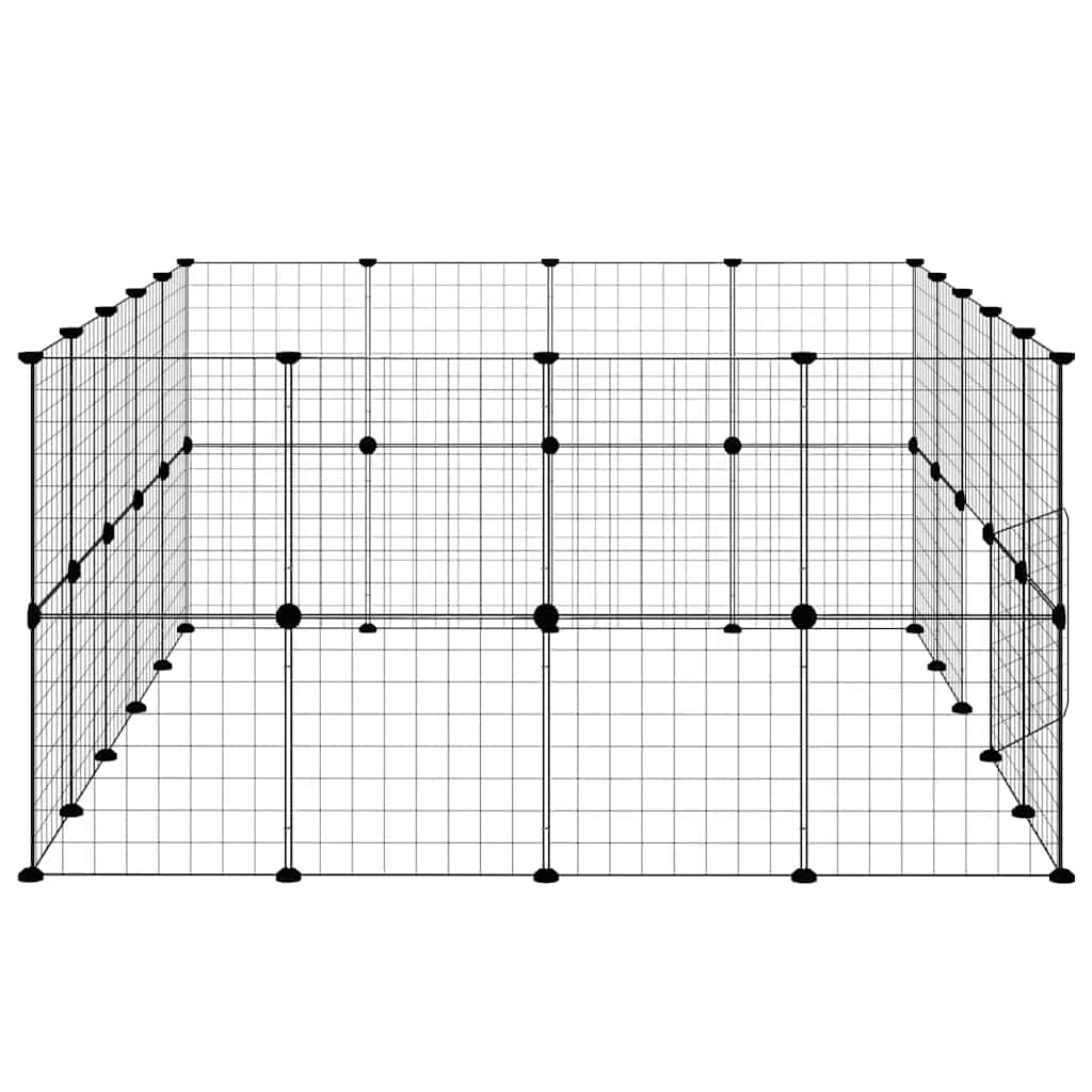 Gabbia per Animali 36 Pannelli con Porta Nera 175x140x70 cm Acciaio