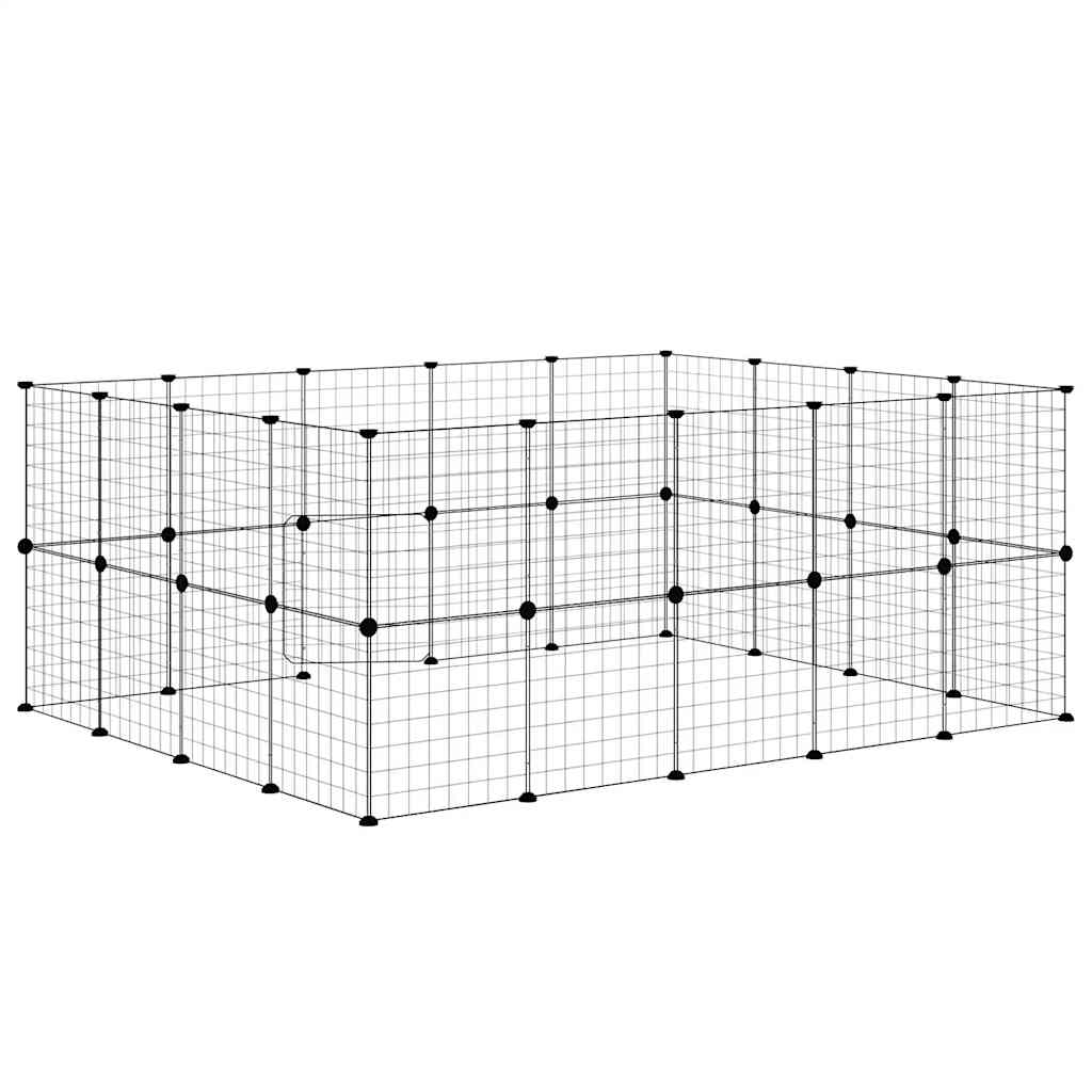 Gabbia per Animali 36 Pannelli con Porta Nera 175x140x70 cm Acciaio