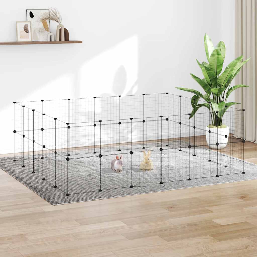 Gabbia per Animali 44 Pannelli con Porta Nera 210x175x70 cm Acciaio