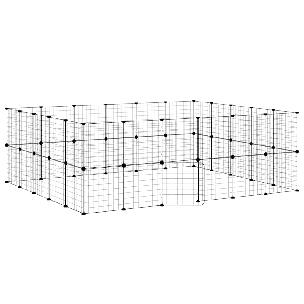 Gabbia per Animali 44 Pannelli con Porta Nera 210x175x70 cm Acciaio