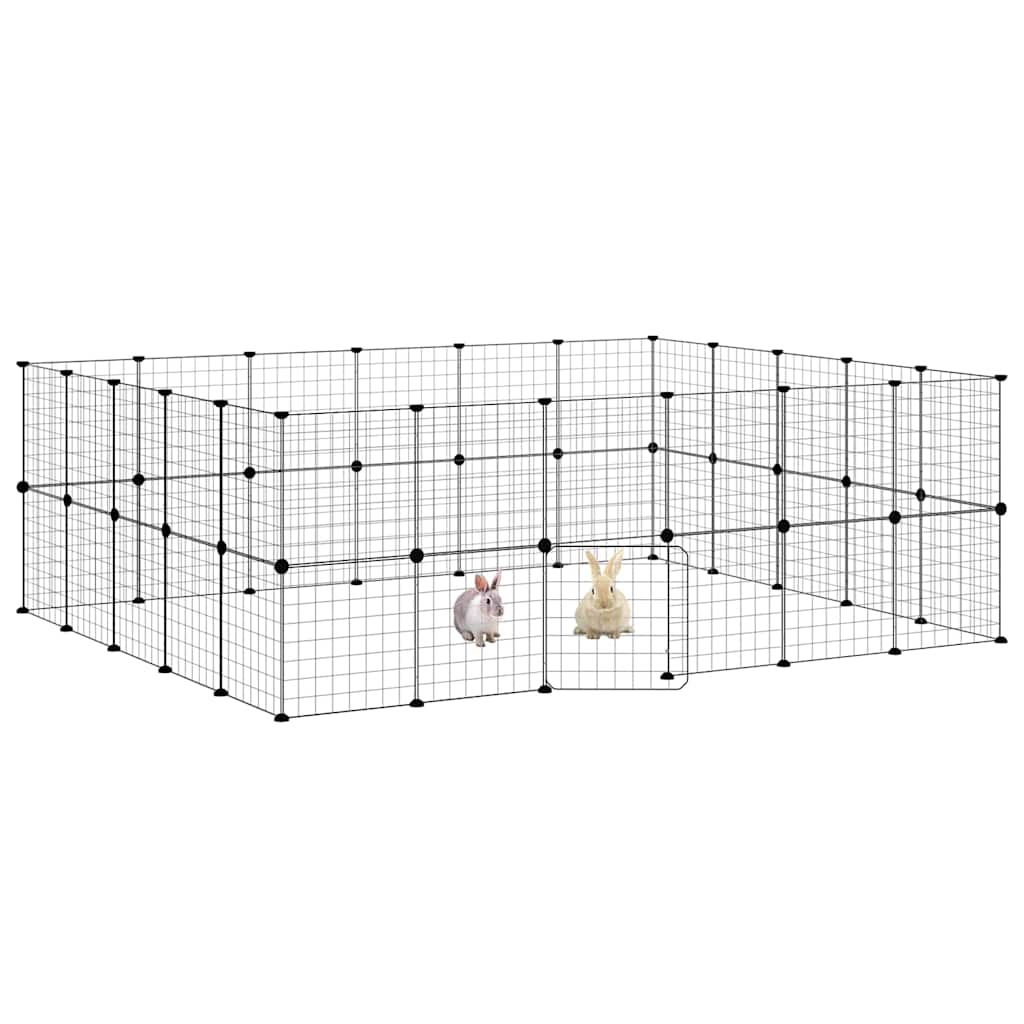 Gabbia per Animali 44 Pannelli con Porta Nera 210x175x70 cm Acciaio