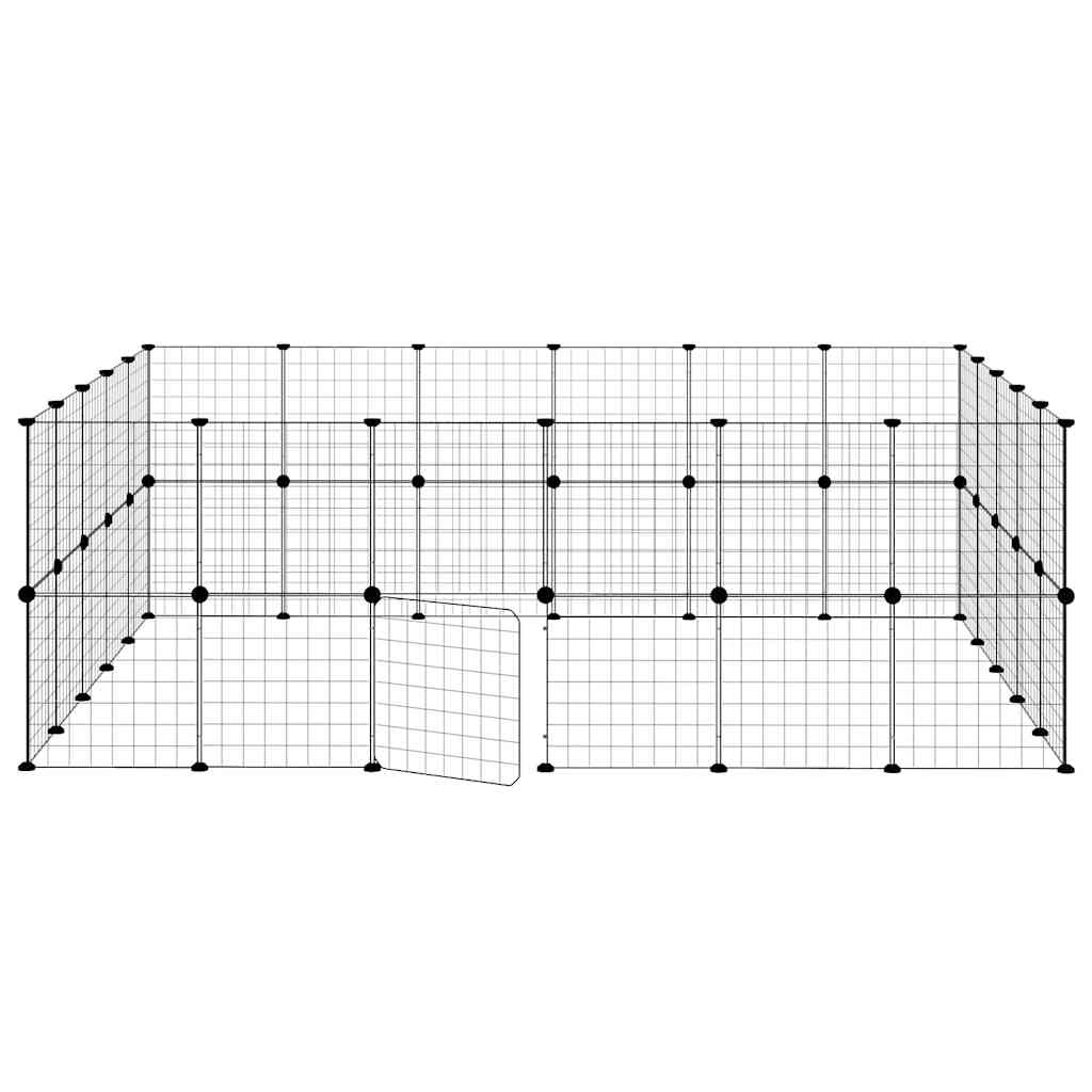 Gabbia per Animali 44 Pannelli con Porta Nera 210x175x70 cm Acciaio