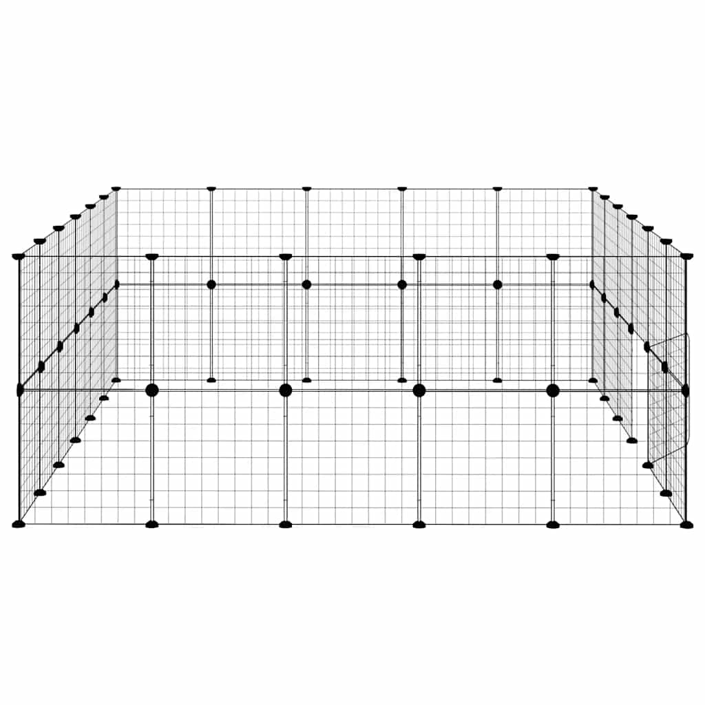 Gabbia per Animali 44 Pannelli con Porta Nera 210x175x70 cm Acciaio